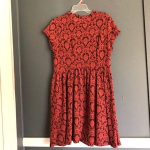 red/orange lace dress